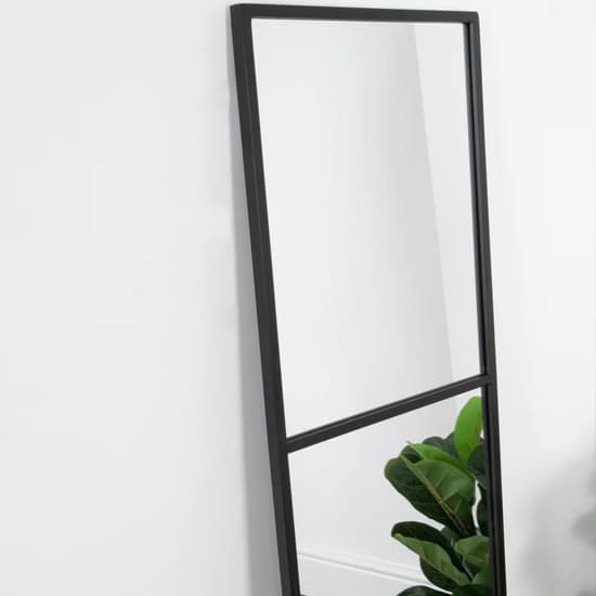 Poway Window Style Floor Standing Mirror With Black Frame Furniture