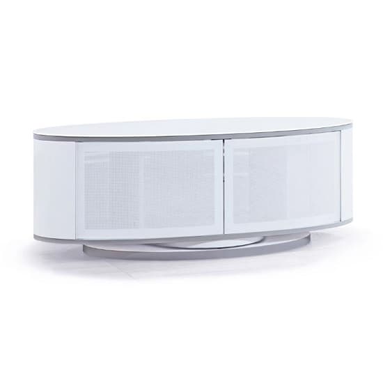 Lanza High Gloss TV Stand With Push Release Doors In White_3