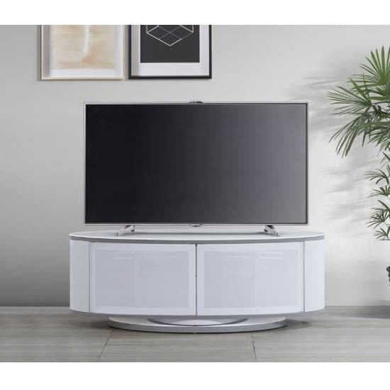 Lanza High Gloss TV Stand With Push Release Doors In White_1