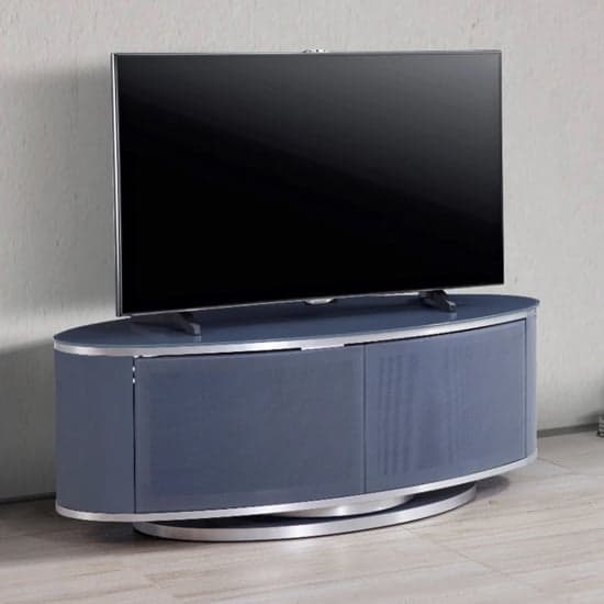 Lanza High Gloss TV Stand With Push Release Doors In Grey_2