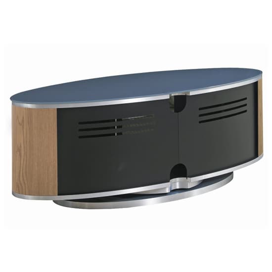 Lanza High Gloss TV Stand With Push Doors In Grey And Oak_6