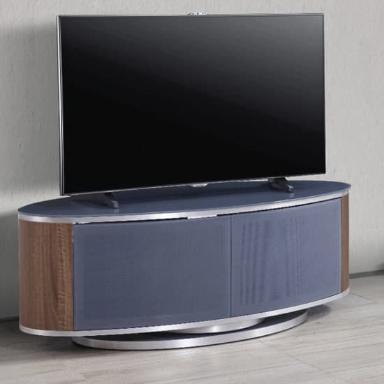 Lanza High Gloss TV Stand With Push Doors In Grey And Walnut_2