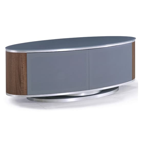 Lanza High Gloss TV Stand With Push Doors In Grey And Walnut_5