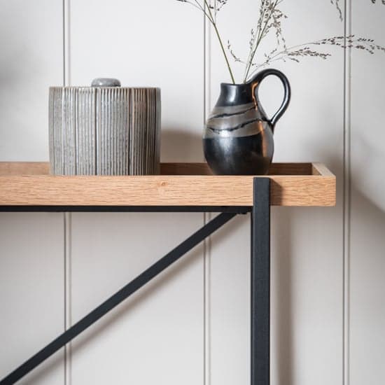 Powell Wooden Console Table In Natural With Black Frame_2