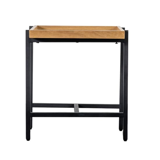 Powell Wooden Side Table In Natural With Black Metal Frame_3