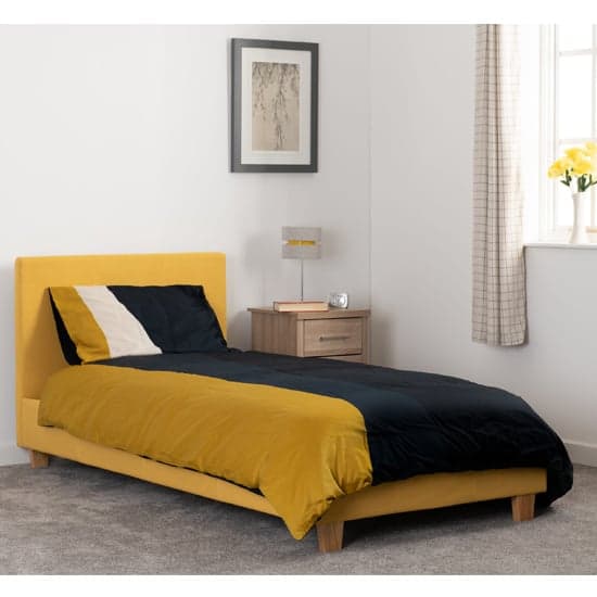 Prenon Fabric Upholstered Single Bed In Mustard_1