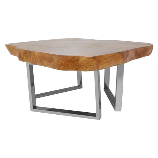 Praecipua Wooden Coffee Table With Silver Steel Base In Natural_3