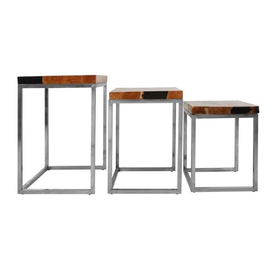 Praecipua Wooden Nest Of 3 Tables With Steel Base In Natural_2