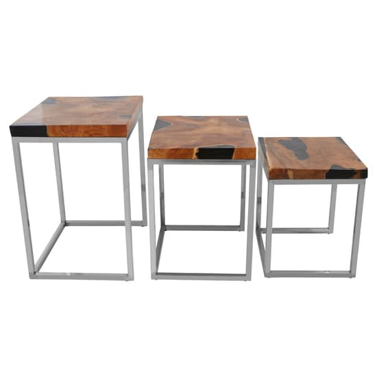 Praecipua Wooden Nest Of 3 Tables With Steel Base In Natural_3