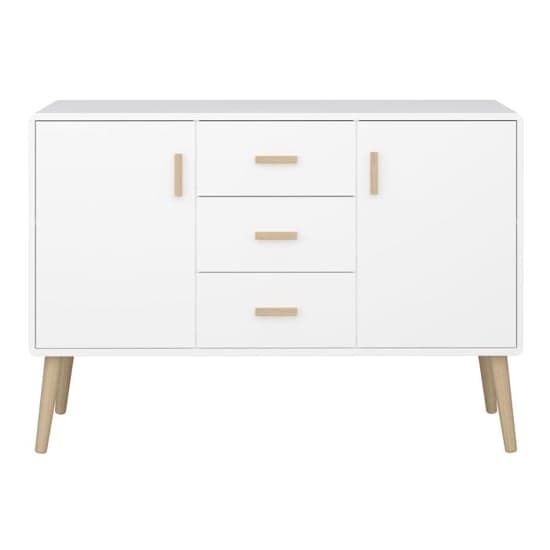 Praia Wooden Sideboard With 2 Doors 3 Drawers In Pure White_2