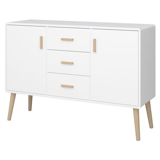 Praia Wooden Sideboard With 2 Doors 3 Drawers In Pure White_3