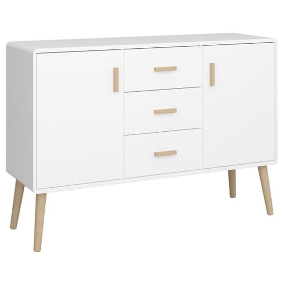 Praia Wooden Sideboard With 2 Doors 3 Drawers In Pure White_1