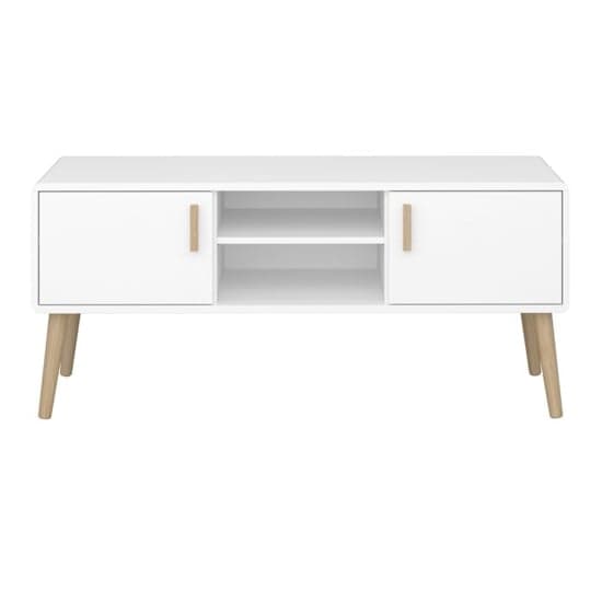 Praia Wooden TV Stand With 2 Doors In Pure White_2