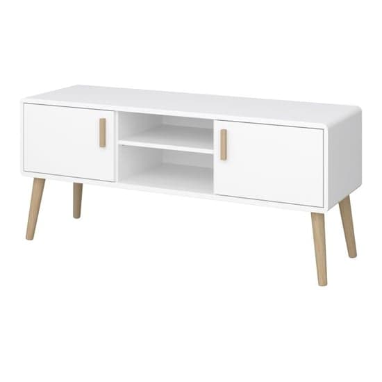 Praia Wooden TV Stand With 2 Doors In Pure White_3