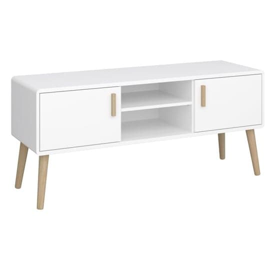 Praia Wooden TV Stand With 2 Doors In Pure White_1