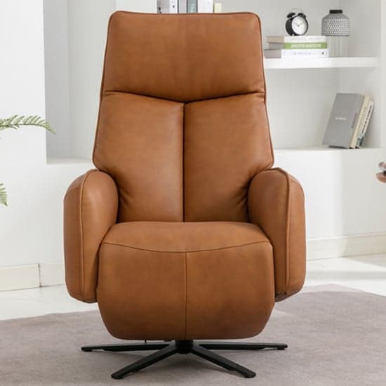 Prato Leather Swivel Recliner Armchair In Camel_2