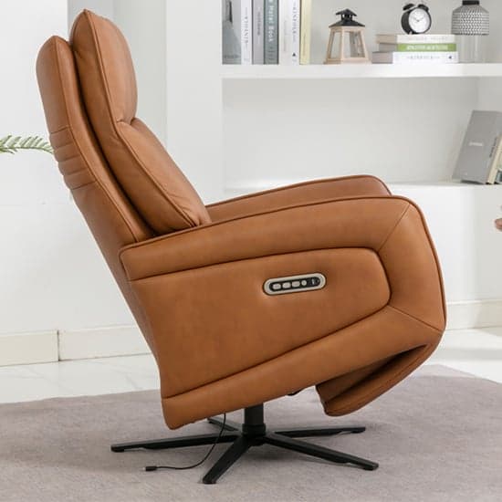Prato Leather Swivel Recliner Armchair In Camel_3