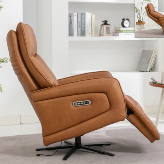 Prato Leather Swivel Recliner Armchair In Camel_4