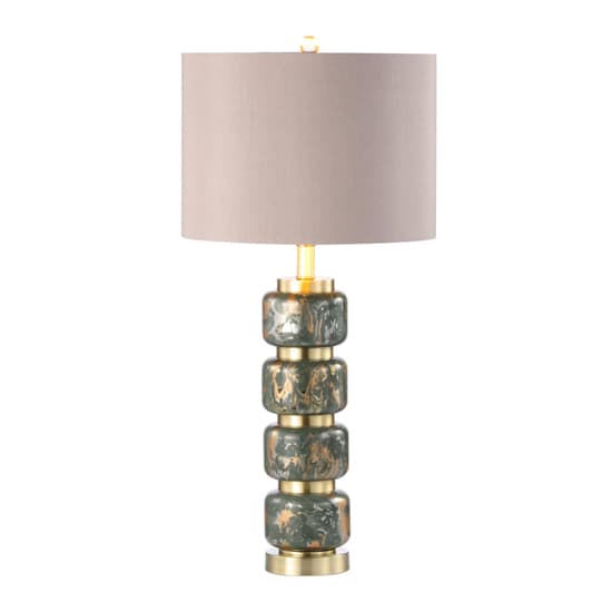 Prato Taupe Faux Silk Shade Table Lamp With Abstract Glass Base_3