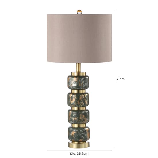 Prato Taupe Faux Silk Shade Table Lamp With Abstract Glass Base_6