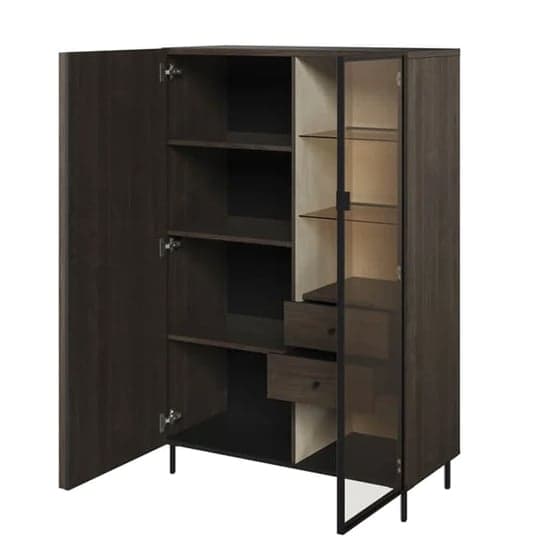 Prato Wooden Display Cabinet 2 Doors In Portland Ash With LED_2
