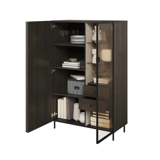 Prato Wooden Display Cabinet 2 Doors In Portland Ash With LED_3