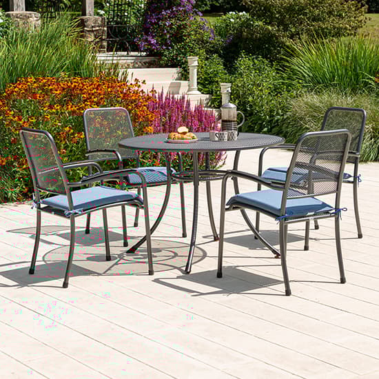 Prats Outdoor 1050mm Round Metal Dining Table In Grey Furniture in