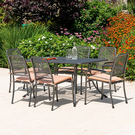 Prats Outdoor 1450mm Rectangular Metal Dining Table In Grey_4