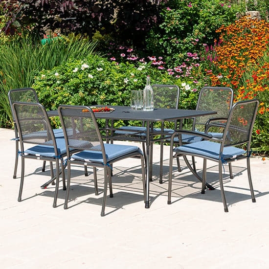 Prats Outdoor 1450mm Rectangular Metal Dining Table In Grey_5