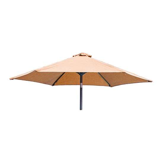 Prats Outdoor Dining Table With 6 Chairs And Parasol In Ochre_5