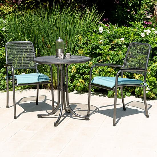 Prats Outdoor Metal Bistro Table With 2 Armchairs In Jade_1