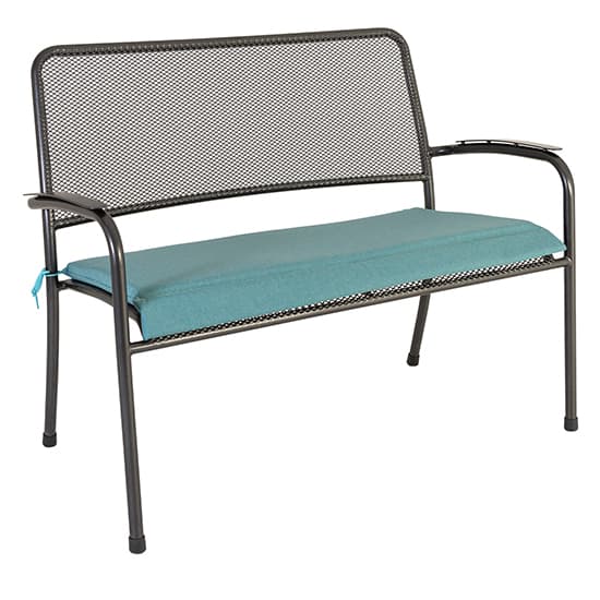 Prats Outdoor Metal Dining Table With 2 Benches In Blue_3