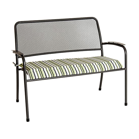 Prats Outdoor Seating Bench In Grey With Charcoal Cushion_2