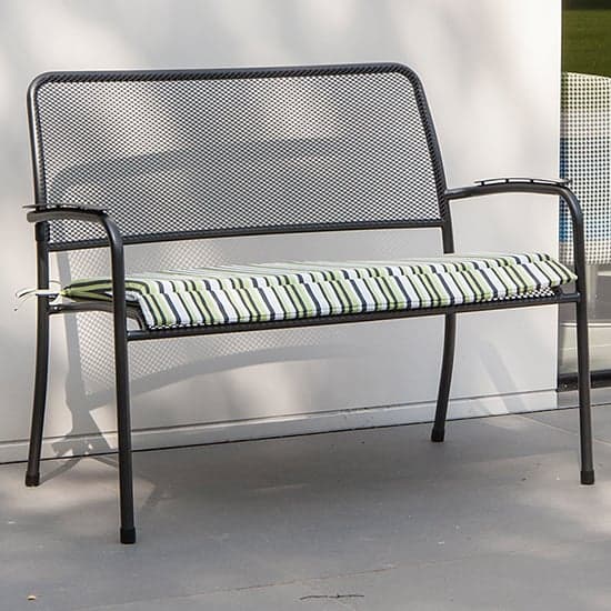 Prats Outdoor Seating Bench In Grey With Charcoal Cushion