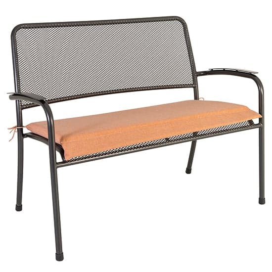 Prats Outdoor Seating Bench In Grey With Ochre Cushion_2