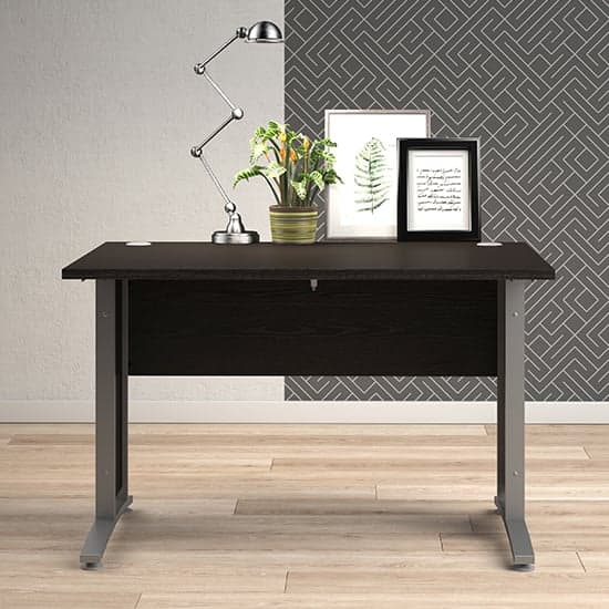 Prax 120cm Computer Desk In Black With Silver Grey Legs_1