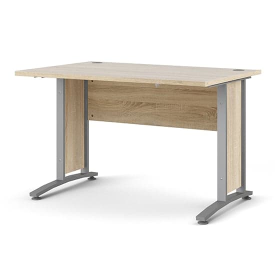 Prax 120cm Computer Desk In Oak With Silver Grey Legs_2