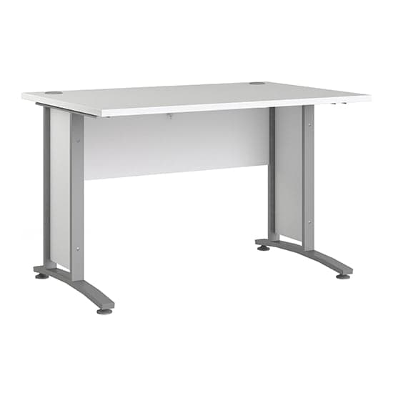 Prax 120cm Computer Desk In White With Silver Grey Legs_2