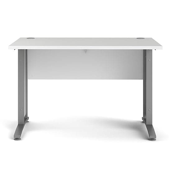 Prax 120cm Computer Desk In White With Silver Grey Legs_3