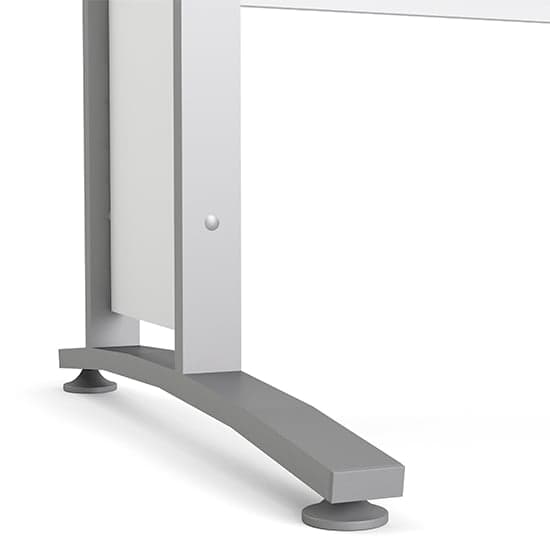 Prax 120cm Computer Desk In White With Silver Grey Legs_5