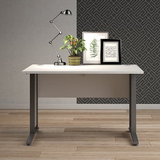 Prax 120cm Computer Desk In White With Silver Grey Legs_1