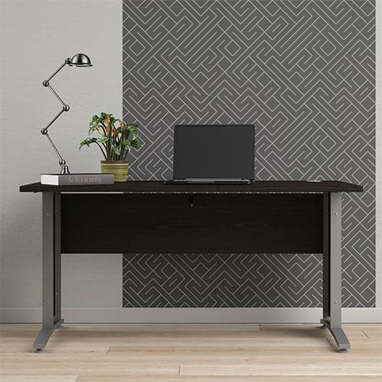 Prax 150cm Computer Desk In Black With Silver Grey Legs_1