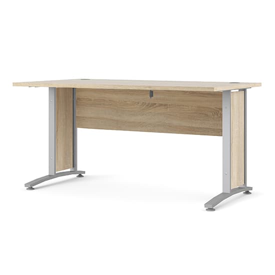 Prax 150cm Computer Desk In Oak With Silver Grey Legs_2