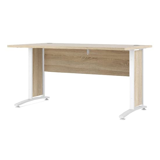 Prax 150cm Computer Desk In Oak With White Legs_2
