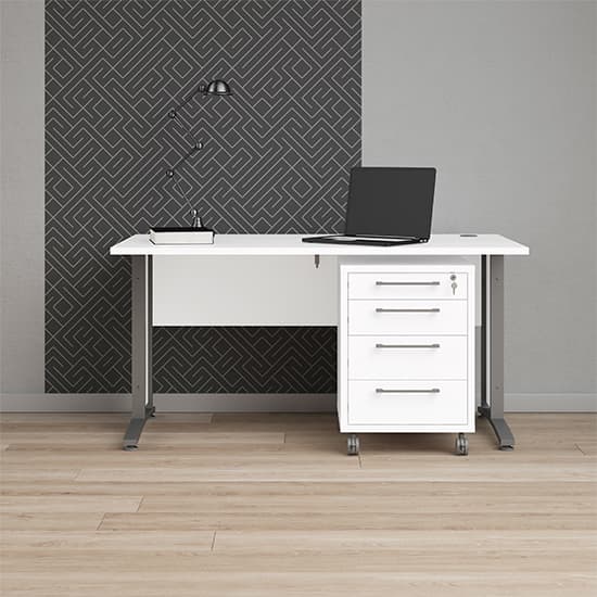 Prax 150cm Computer Desk In White With Silver Grey Legs_5