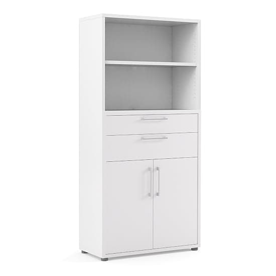 Prax Tall 2 Doors 2 Drawers Office Storage Cabinet In White_2