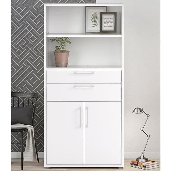 Prax Tall 2 Doors 2 Drawers Office Storage Cabinet In White_1