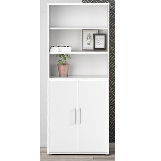 Prax 2 Doors 5 Shelves Office Storage Cabinet In White_1