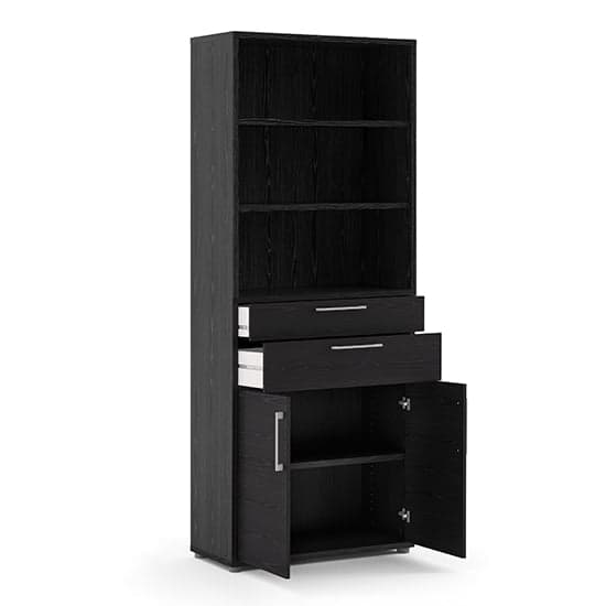 Prax Tall 2 Drawers 2 Doors Office Storage Cabinet In Black_4