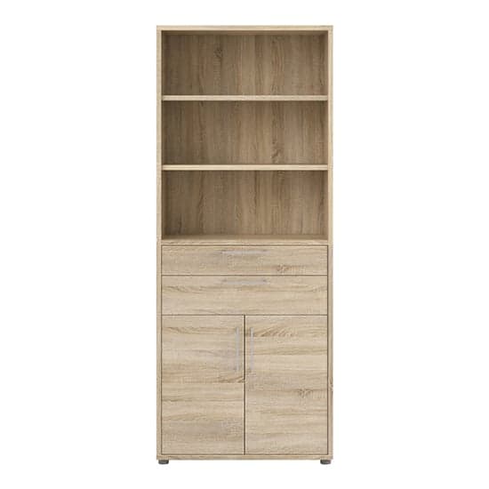 Prax Tall 2 Drawers 2 Doors Office Storage Cabinet In Oak_3